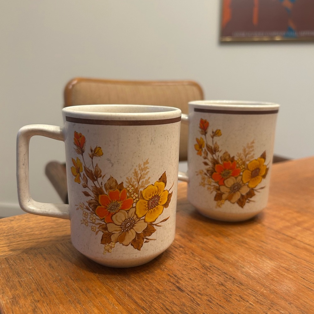 Set of Fall Blossoms Temper-Ware by Lenox Vintage Mugs